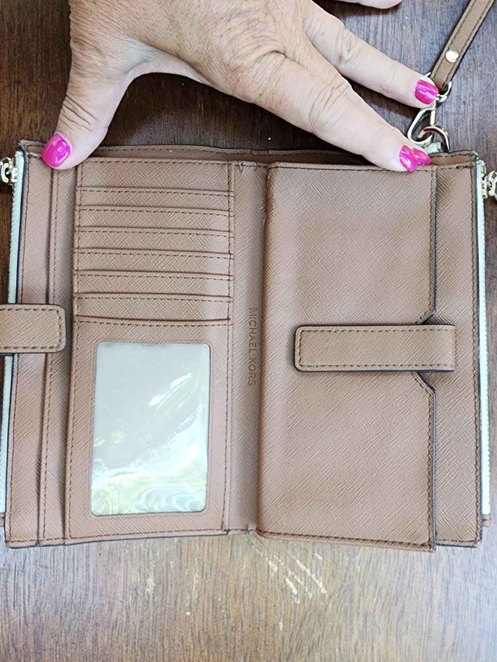 Michael Kors Jet Set Travel Double Zip Wristlet Wallet Vanilla White MK Monogram